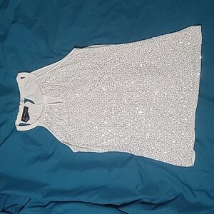 White and silver sequined tank top